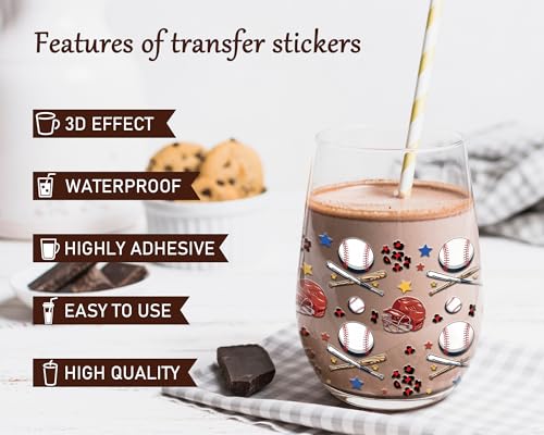 Rngmsi UV DTF Cup Wraps for 16 oz - 8 Sheets Sports UV DTF Cup Wrap, Rugby Baseball Football Basketball Uvdtf Decals, Waterproof Rub on Transfer Stickers for Glass, DIY Wood Crafts - style: Sports
