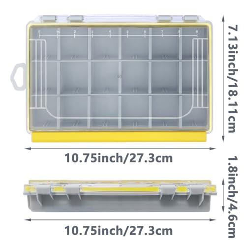 Aventik Waterproof Fishing Tackle Box Organizer with Removable Dividers Sturdy Lure Storage Box and Terminal Tackle Storage 3600 Tackle Trays - color: Green(10.75”×7.13”×1.8”)