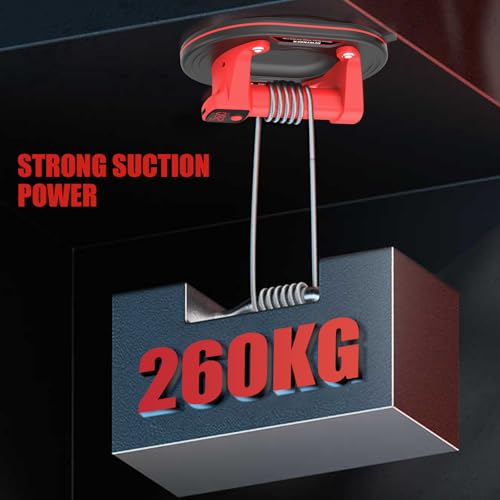 DEWINNER 10" Electric Glass Suction Cup Lifter, 600 LBS Max Load Vacuum Glass Lifter with 1200mAh Battery, Auto Start Pump, Industrial Strength Vacuum Suction Cup for Glass, Tile, Granite, Metal - color: Red3
