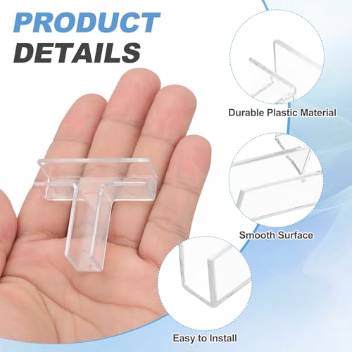 uxcell 24Pcs Plastic Glass Connector, Suitable for 8mm Thick t Shaped Glass to Glass Clamp, Fixing Bracket Rimless Clip Holder for Aquarium Fish Tank Display Shelves, Transparent - color: Transparent, size: 8mm