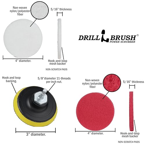 Nylon Drill Brush Attachments for Cleaning Car Accessories, Carpet, Truck Interior, Fabric, Wheel, Rim, Glass, Bath, Tub, Shower, Tile, Grout, Boat Hull, Seats - Drill Brush for Car Detailing Supplies - color: White, Blue, Red