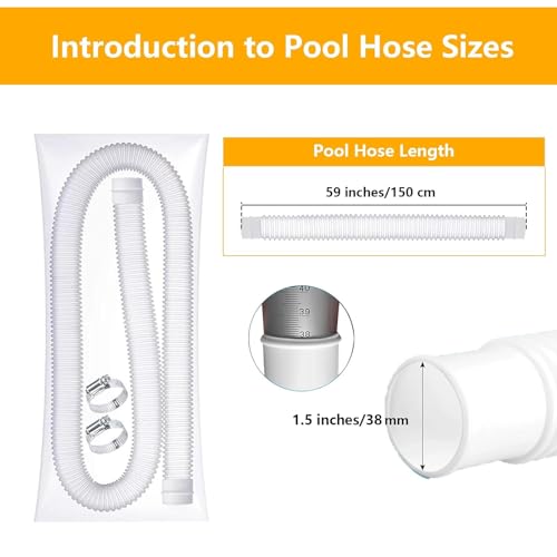 1.5" x 59" Pool Hoses for Above Ground Pools – 4-Pack Pool Pump Replacement Hose with 8 Clamps, Compatible with Intex, Coleman, Summer Waves Pool Pumps & Filters (Blue 4pcs-1.5“) - color: Blue 4pcs-1.5“