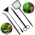 Aquascaping Tool Set for Aquarium Care, Includes Curved Scissors, Tweezers, Spatula & Fish Net, Perfect for Small Aquariums and Plant Maintenance