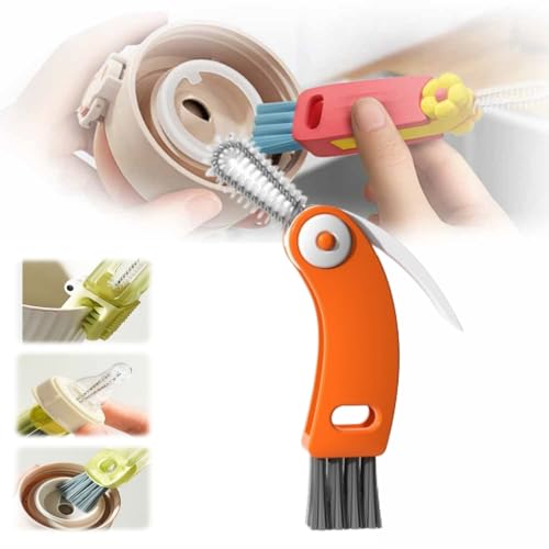 3 in 1 Cup Lid Cleaning Brush, 2024 Upgrade Crevice Cleaning Brush Set for Baby Bottle Gap Tight Spaces Cup, 3 in 1 Multifunctional Cleaning Brush Portable Cup Lid Cleaner with Brush (A2) - color: A2