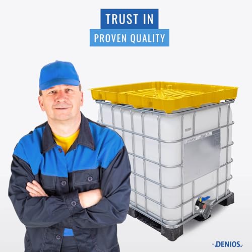 DENIOS® IBC Tote Funnel - 49.5"x42"x5" | Extra Large Funnel | Wide Mouth for IBC Totes | Perfect for Fast, Spill-Free Liquid Transfer | Heavy-Duty Large | Yellow | IBC Tote NOT Included - color: Yellow