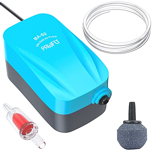 Pawfly Aquarium 15-40 GPH Compact Air Pump Quiet Oxygen Aerator Pump with Air Stone/Nano Bio Sponge Filter Airline Tubing and Check Valve Accessories for 3-20 Gallon Buckets and Fish Tanks - style: Basic