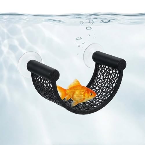 Betta Fish Hammock, Aquarium Floating Bed for Small Fish Minimalist Floating Rest Platform with Suction Cup Betta Hammock Fishes Tank Accessories for Shrimp Fishes Bettas(Black) - color: Black