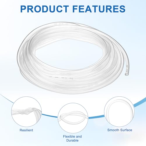 M METERXITY Vinyl Tubing 6mm ID x 8mm OD 30ft Flexible Plastic Tube with 2 Hose Ties, Lightweight Hybrid PVC Hose for Water Gardening/Airline/Aquarium Tubing [Clear] - size: 6mm ID x 30ft