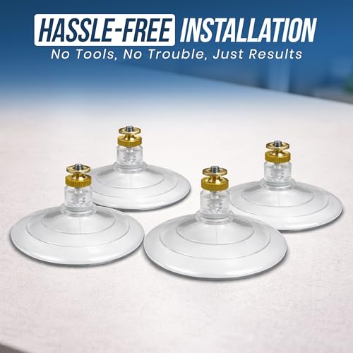 UBL Large Threaded Replacement Suction Cups - Windshield Suction Cup Mount for Emergency Dash & Stick Lights - Heavy-Duty, UV Resistant and Waterproof - Set of 4, Transparent