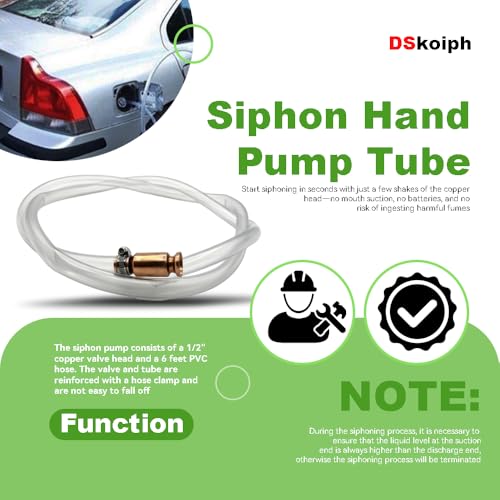 Shaker Siphon Hose for Fuel Transfer Pump 1/2'' Copper Valve Syphon Hose Gas Siphon Pump for Gasoline, Oil, Diesel, Water, Liquid Self Priming Shaker Siphon Hand Pump Tube (10 feet) - size: 10 Feet