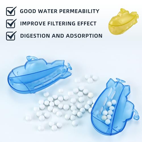 AMI PARTS Humidifier Tank Cleaner Adorable Submarine, Silver Ion Filter Ball Purifie Water Soften Hard Water for Most Humidifiers and Fish Tank 18-Pack (Blue& Yellow) - color: Blue+yellow