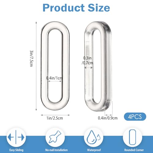 4 Pcs Clear PU Self-Adhesive Recessed Finger Pulls - Oval Sliding Door Handles, Instant Handle for Glass Doors, Windows, Drawers & Cabinets