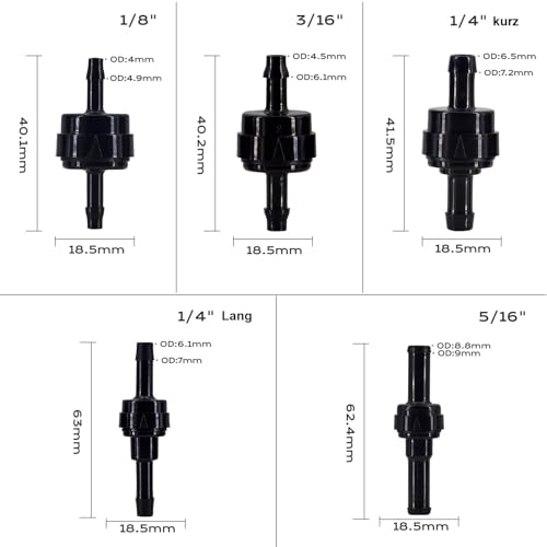 5/16" 9mm PA66 Automotive Oil Line Spring Check Valve, High Temperature and Corrosion Resistance one-way Car Fuel Oil Pump Check Valve - size: 5/16"