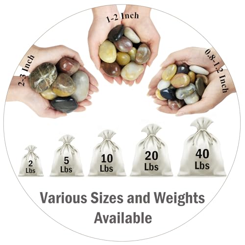 FANTIAN 10 lbs Stones for Plants, 1-2 inch Polished Pebbles for Indoor Plants, Decorative River Rocks for Plants Vase Aquarium and Outdoor Garden Landscaping Rocks - size: 1-2 Inch, style: 10 Pounds
