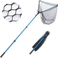 Retractable Extra Long Landing Net - 81" Large Fishing Net with Telescoping Handle, Rubber Coated Polyethylene Netting - Easy Folding