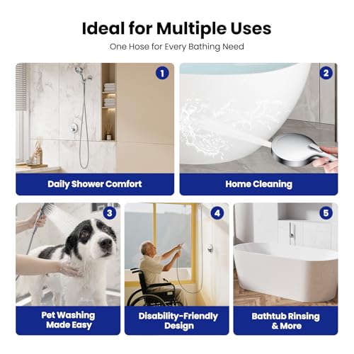 JOMOO Shower Hose, 99 Inch Extra Long Flexible Stainless Steel Handheld Showerhead Hose with Brass Insert and Nut, EPDM Inner Tube, Anti-Kink Chrome Bathroom Shower Head Hose Replacement - color: Chrome, size: 99 Inch