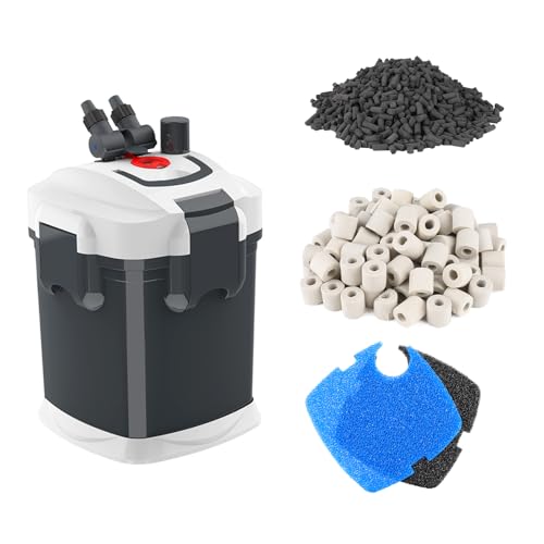fishkeeper 528GPH Canister Filter, 3-Stage Filtration Aquarium Filter with Quartz Balls and Filter Cotton, Ultra-Quiet External Aquarium Canister Filter for Freshwater and Saltwater up to 150Gal (35W) - size: 35W-528GPH/2000LPH