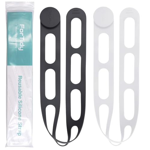 FORTIDY Silicone Latch Strap for Slow Cooker Lid, Pot, Bento Box, Patented 21.65 in Reusable Elastic Self-Lock Silicone Tie for Bundling or Organizing Curtain, Cords, Camping Mat, 2pcs (Gray&White) - color: Gray&White