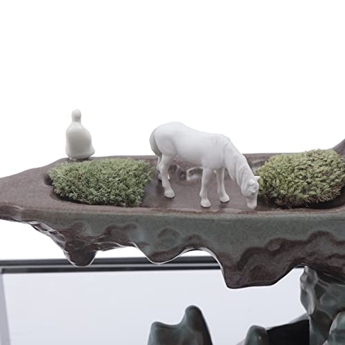 Desktop Rockery Waterfall Fountain with Rockery & Fish Tank, Indoor Water Fountain Tabletop Waterfall Decoration for Gift Home Decor Office Bedroom, 16.9" L*8" W*8.1" H