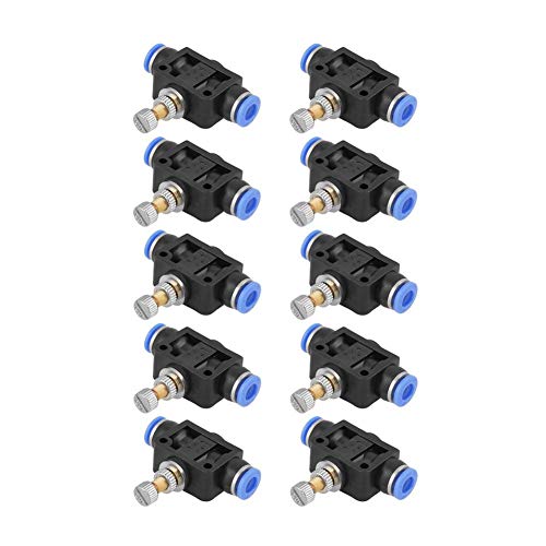 10 Pcs/Set Pneumatic Flow Speed Valve, Push In Speed Controller 6mm Pneumatic Air Flow Control Valve Connector, Pneumatic Quick Fittings