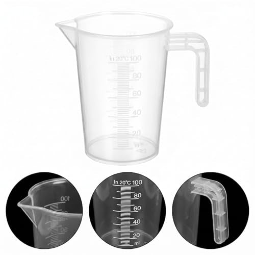 100ml and 50ml Plastic Clear Measuring Cup, 2 Pcs Graduated Measuring Cup with Handle Multipurpose PP Beaker for Home Kitchen Lab