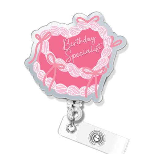 Cute Pink Nurse Badge Reel, Funny Birthday Specialist Labor and Delivery NICU ID Card Holder Retractable Clip for OB RN OBGYN Nurses Medical Assistant Maternity Postpartum - color: Birthday Specialist