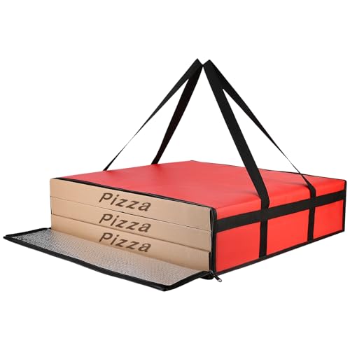 Bodaon Pizza Bags for Delivery, 24" x 24" x 6" Insulated Pizza Delivery Bag Thermal Carrier, Catering and Food Warmer Bag for Hot Box Transport, Pizza Warmer Carrier for Delivery Drivers, Red, 1-Pack - color: Red, size: 24" x 24" x 6"H