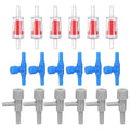 M METERXITY 1-Set Aquarium Air Valve, for 3/16" Airline Tubing PVC Aquarium with L-Shape Air Control Valves Check Valves for Fish Tanks/Aquaculture, Regulators Air Pump Adjustable [Blue, Red] - color: Blue, Red