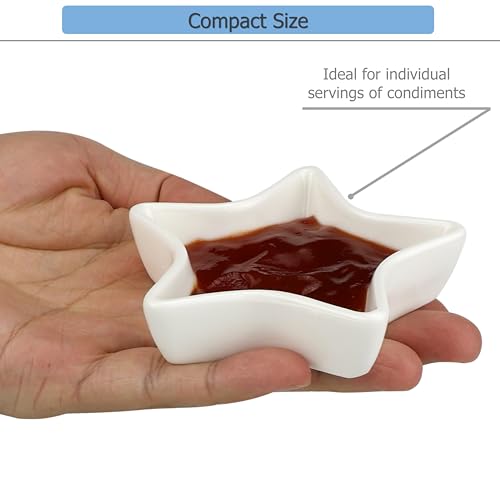 EIKS 4 Pack Ceramic Dipping Bowls Side Dishes for Serving ketchup Wasabi Condiments Appetizer Snacks (Star-Shape) - size: Star-Shape