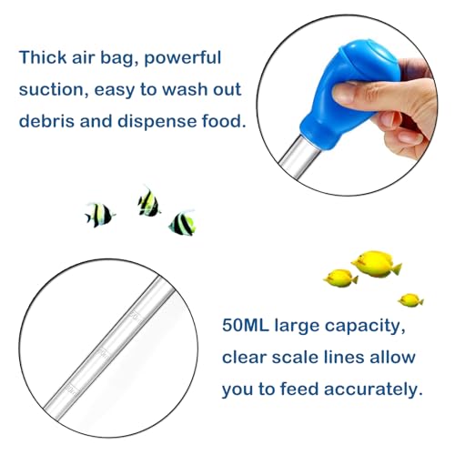 KABASI Coral Feeder Fish Feeder Waste Clean Tool, 50ml Manual Acrylic Pipette Suction Dropper with 2PCS Extension Pipes for Fish Tank Cleaning, Water Changer Waste Remover for Aquarium - color: Type A