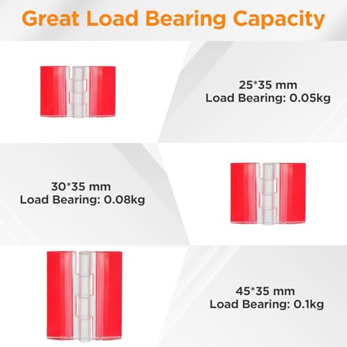 12 Pcs Acrylic Small Hinges, 3 Size Self-Adhesive Plastic Clear Transparent Hinges Continuous Piano Folding Latch Tools for Cabinet Crafts Furniture Display Stand Aquarium Lid (25*35, 30*35, 45*35mm)