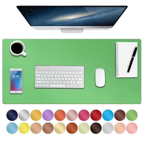 Boutilon Leather Desk Pad Protector,Non-Slip Mouse Pad,Laptop Desk Pad,Office Mouse Mat,Waterproof Leather Desk Blotter,Desk Writing Pad for Office and Home (S-Light Green,24"x 14") - color: Light Green, size: S 24" x 14"