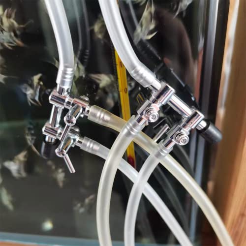 2pcs Air Splitter Flow Control Valve Fish Tank Oxygen Pump Accessories Stainless Steel 2-Way Fish Tank Air Flow Control Lever Valve Distributor Splitter