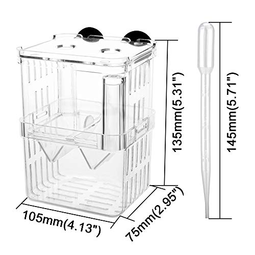 Senzeal Aquarium Fish Breeder Box Plastic Fish Isolation Breeding Box Hatching Incubator Box for Baby Fishes Shrimp Clownfish Guppy - size: Medium