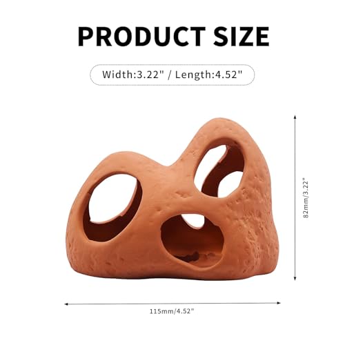 Saim Ceramic Aquarium Cave for Betta, Shrimp & Pleco - Fish Tank Decorations for Hiding and Breeding, Hideout with Filtration Function- Natural Color