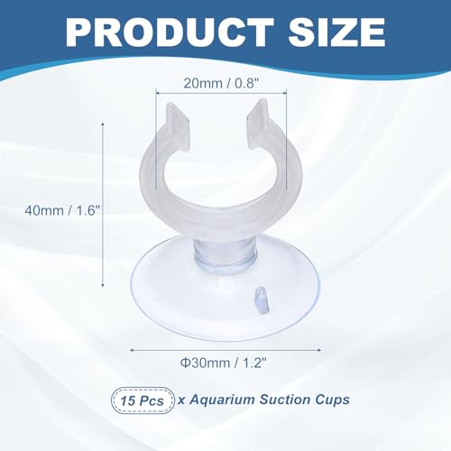 Aquarium Suction Cups, Fish Tank Suction Cups Clips Airline Tube Holders Clamps (Plastic, 15Pcs, Clear) for 0.8" Fish Tank Airline Tubing Binding Moss Shrimp Nest, 20x30MM - color: Clear, size: 20x30MM