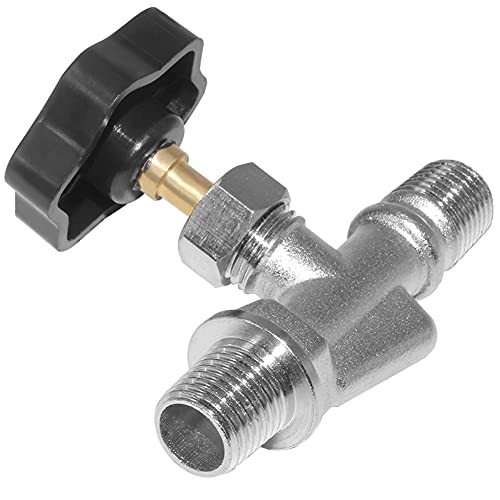 Joywayus Adjustable Needle Valve Male Thread 1/4" NPT x 1/4" NPT Brass Nickel Plated Anti-Rust Flow Control Straight Connection - size: 1/4"×1/4"