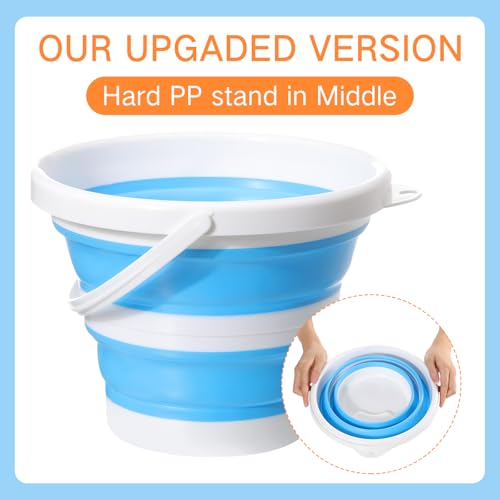 Pickmesh 4 Pcs Collapsible Bucket 1.3 Gallon (5l) Foldable Collapsible Sand Bucket with Handle Small Cleaning Pail for Household Outdoor Car Washing Camping Beach Sand - color: Blue, Green, Orange, Pink, size: 1.3 Gallon
