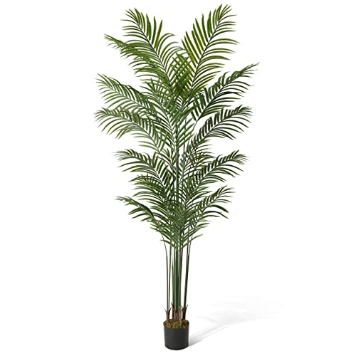CAPHAUS 7FT Large Artificial Palm Tree Indoor - Big Fake Palm Plant for Living Room, Realistic Faux Tree UV Resistant Low Maintenance for Home Office Decor (18 Trunks) - size: 7ft