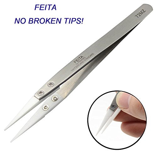 FEITA Pointed Ceramic Tips Replaceable Heat Resistance Heads for Ceramic Tweezers - White - 2 Pairs - color: Ceramic Tips - 2 Pairs