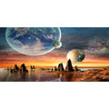 AWERT 48x18 inches Galaxy Aquarium Background Space Theme View of The Planets from Earth Fish Tank Background Hot Desert Terrarium Background - size: 48x18in/120x45cm