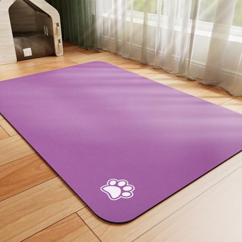HotLive Dog Food Mat - Absorbent Cat Mat for Food and Water, No Stains Pet Feeding Bowl Mat, Easy to Clean Pet Placemats, Quick Dry Dog Water Dispenser Mat for Messy Drinkers | Paw Purple 12"x 19" - color: Paw Purple, size: 12"x19"
