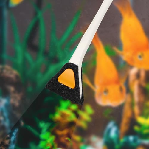 AQUANEAT Fish Tank Cleaning Tools, Aquarium Brushes, Sponge Algae Brush with 18inch Long Firm Handle - color: white, size: 1pc