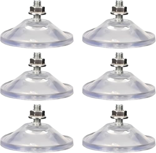 AccEncyc 6 Pcs Strong Thickened Sucker Suction Cup Clear PVC Sucker Pads with M6 x 14 Thread Screw Extra Strong Adhesive Glass Suction Holder - color: Transparent