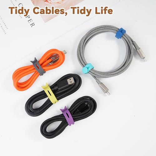 24-Pack Reusable Fish-Shape Silicone Cable Ties – 8 Colors, 4.7” Adjustable Cord Organizers for Cords & Electronics, Cord Wraps for Charging Cables, Cable Management for Home & Office - color: Fish – (Non-magnetic)
