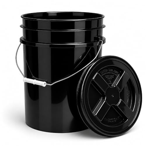 ePackageSupply 5 Gallon Bucket - Food Grade Bucket with Airtight Gamma Seal Screw-On Lid, BPA-Free, Heavy-Duty 90 Mil HDPE Plastic, Bulk Storage, Durable Container, Made in USA, Black/Black, 1 Pack - color: Black/Black, size: 1 Pack