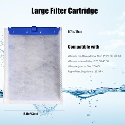 18-Pack Large Replacement Filter Cartridges Compatible with Tetra Whisper Bio-Bag Filters Large Aaquarium Filter Cartridges for Whisper 20i/40i /IQ20/30/45/60 PF20/30/40/60 Power Filters (L-18Pack)