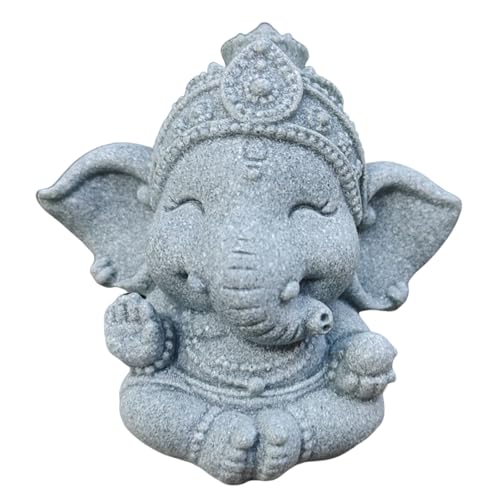 livelyfish Small Elephant Statue Sandstone Figurine Hindu Meditation Buddha Sculpture for Fish Tank Aquarium Decoration (F) - color: F