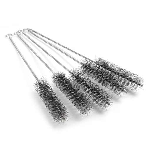 Utoolmart Wire Tube Brushes, Stainless Steel Bottle Bristle Cleaning Spiral Power Pipe Brush, 1.0-inch Diameter 12-inch Long-Handle Cleaner for Auto Parts, Bottles, Tubes, Keyboards,Glass 5pcs - color: 5pcs, size: 2.5cm