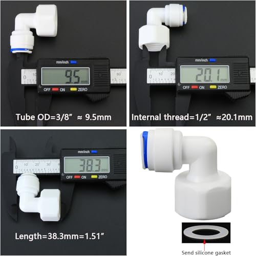 1/2"F Elbow to 3/8" Push-Fit for RO Water Filter, 5 Pcs | Elbow quick-connect fitting for reverse osmosis water filters, beverage dispensers & water purification. Plastic joint. - style: 1/2" Female Thread to 3/8" Quick-Connect Elbow